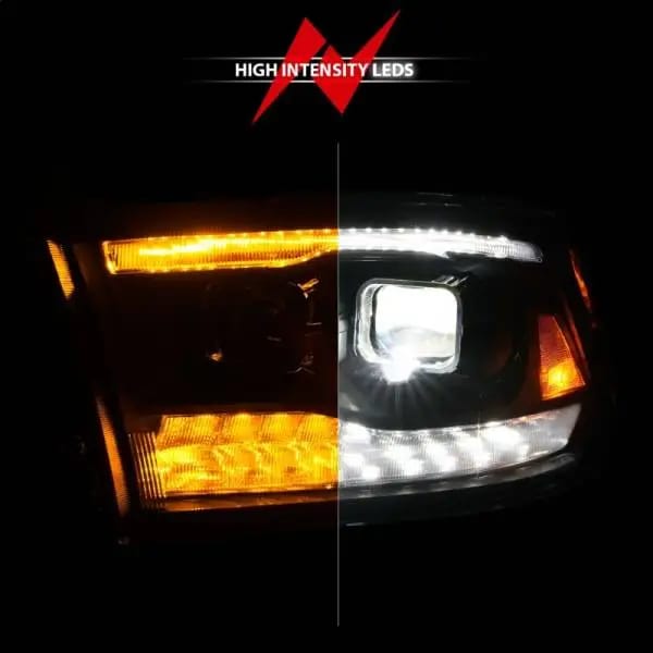 ANZO 09-18 Dodge Ram 1500/2500/3500 Full LED Proj Headlights w/Switchback Light Bar - Black thumbnail 7