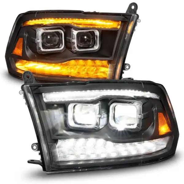 ANZO 09-18 Dodge Ram 1500/2500/3500 Full LED Proj Headlights w/Switchback Light Bar - Black thumbnail 9
