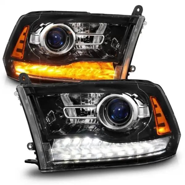 ANZO 09-18 Dodge 1500-3500 LED Plank Style Headlights w/Switchback+Sequential Hyper Black (OE Style) thumbnail 3