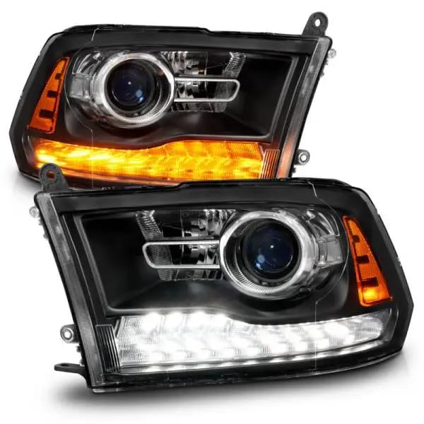 ANZO 09-18 Dodge Ram 1500/2500/3500 LED Plank Style Headlights Switchback + Sequential - Matte Black thumbnail 8