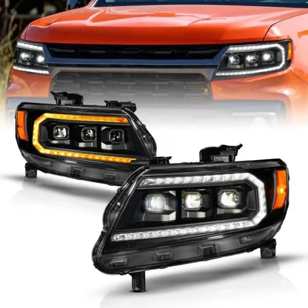 ANZO 15-22 Chevy Colorado Blk Housing Full LED DRL Projector Headlight w/ Sequential Light Bar thumbnail 2