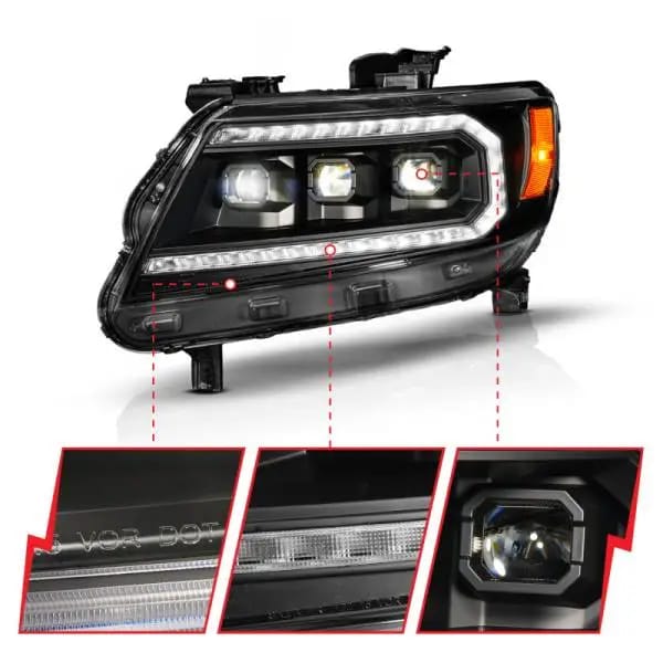 ANZO 15-22 Chevy Colorado Blk Housing Full LED DRL Projector Headlight w/ Sequential Light Bar thumbnail 3