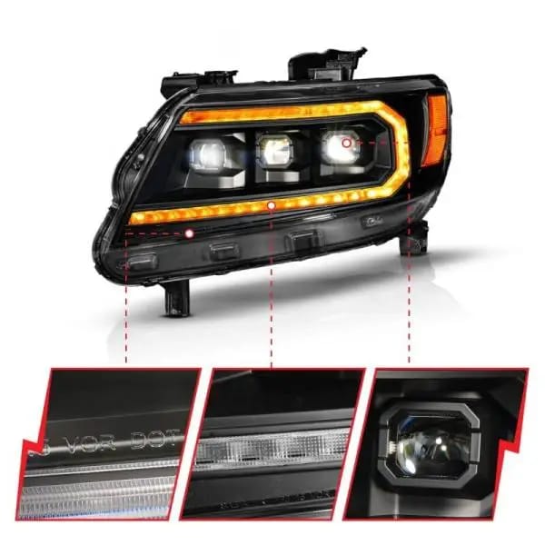 ANZO 15-22 Chevy Colorado Full LED Headlights w/ Initiation (Amber DRL) - Black thumbnail 2