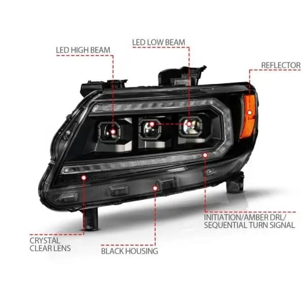ANZO 15-22 Chevy Colorado Full LED Headlights w/ Initiation (Amber DRL) - Black thumbnail 3