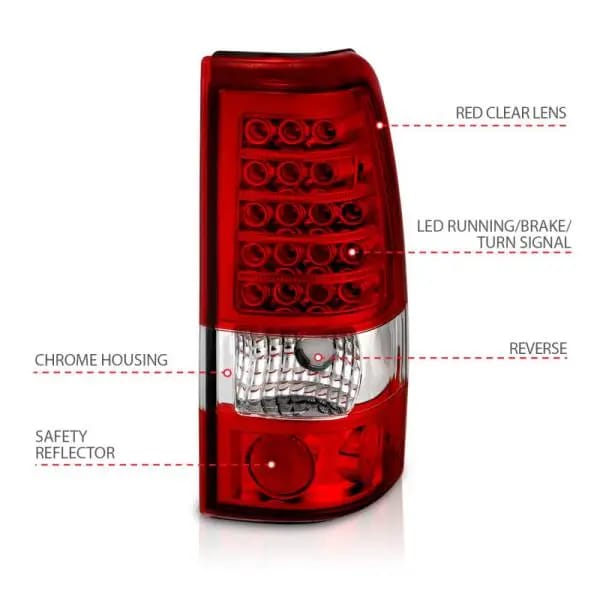 ANZO 1999-2007 Chevrolet Silverado 1500 LED Taillights Red/Clear thumbnail 12