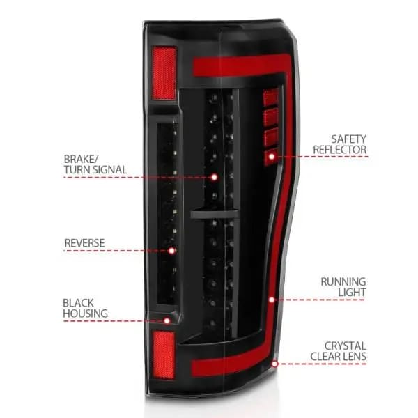 ANZO 2017+ Ford F-250 LED Taillights - Black/Clear thumbnail 6