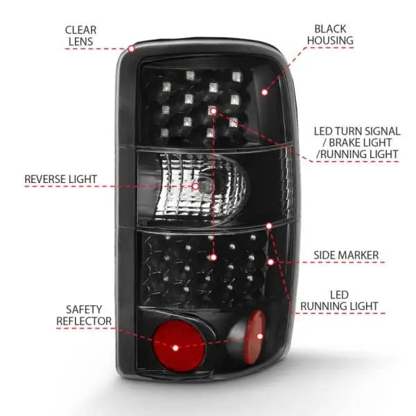 ANZO 2000-2006 Chevrolet Tahoe Led Taillights Black/Clear thumbnail 4