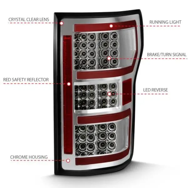 ANZO 2018-2019 Ford F-150 LED Taillight Chrome (Red Light Bar) (w/ Sequential) thumbnail 4