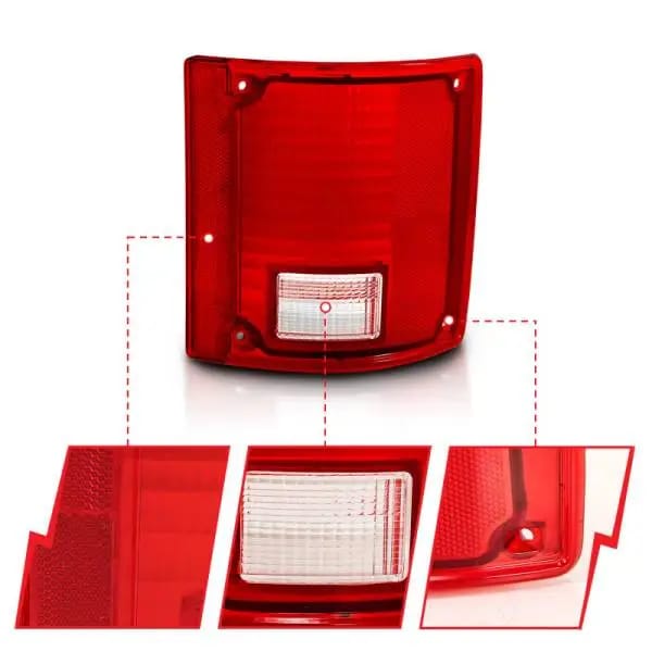 ANZO 1978-1991 Chevy Blazer Taillight Red/Clear Lens w/o Chrome Trim Fleetside (OE Replacement) thumbnail 7