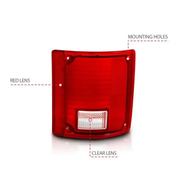 ANZO 1978-1991 Chevy Blazer Taillight Red/Clear Lens w/o Chrome Trim Fleetside (OE Replacement) thumbnail 8