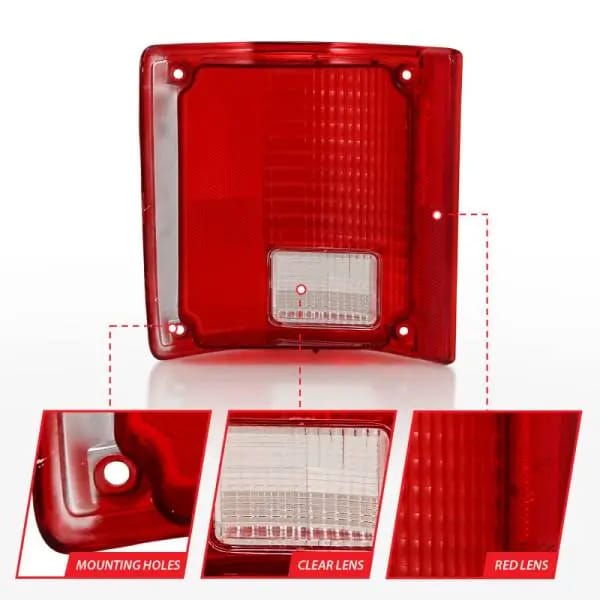 ANZO 1978-1991 Chevy Blazer Taillight Red/Clear Lens w/o Chrome Trim Fleetside (OE Replacement) thumbnail 9