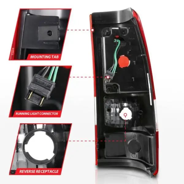 ANZO 1999-2002 Chevy Silverado 1500 LED Taillights Plank Style Chrome With Red/Clear Lens thumbnail 11