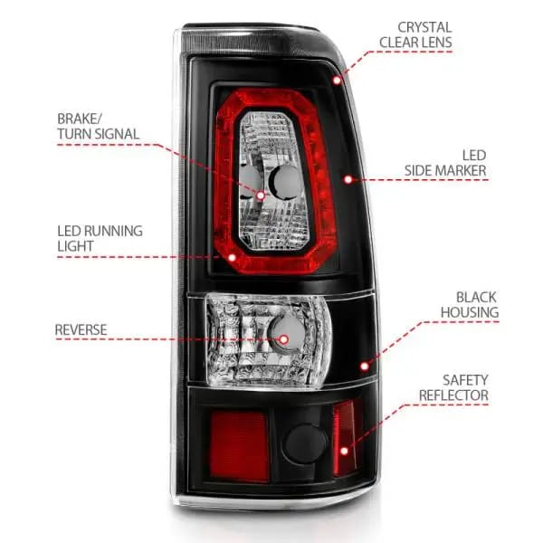 ANZO 2003-2006 Chevy Silverado 1500 LED Taillights Plank Style Black w/Clear Lens thumbnail 6