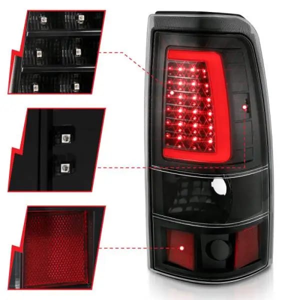 ANZO 1999-2002 Chevy Silverado 1500 LED Taillights Plank Style Black w/Clear Lens thumbnail 11