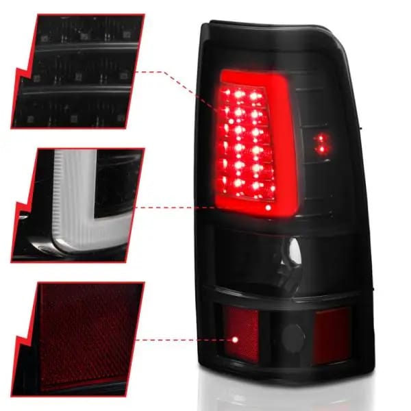 ANZO 1999-2002 Chevy Silverado 1500 LED Taillights Plank Style Black w/Smoke Lens thumbnail 4