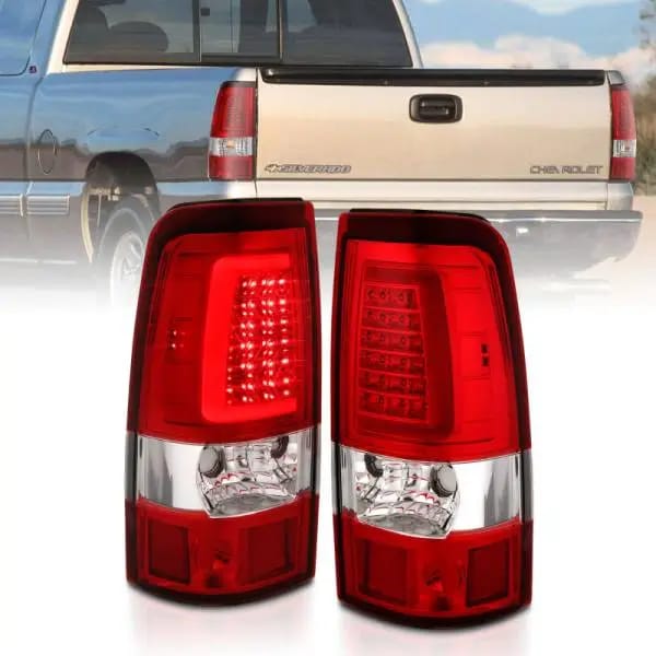 ANZO 1999-2002 Chevy Silverado 1500 LED Taillights Plank Style Chrome With Red/Clear Lens thumbnail 2
