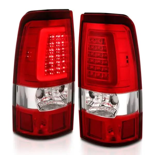 ANZO 1999-2002 Chevy Silverado 1500 LED Taillights Plank Style Chrome With Red/Clear Lens thumbnail 7