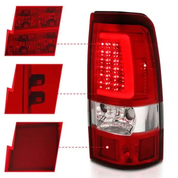 ANZO 1999-2002 Chevy Silverado 1500 LED Taillights Plank Style Chrome With Red/Clear Lens thumbnail 11