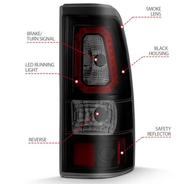 ANZO 2003-2006 Chevy Silverado 1500 LED Taillights Plank Style Black w/Smoke Lens thumbnail 7
