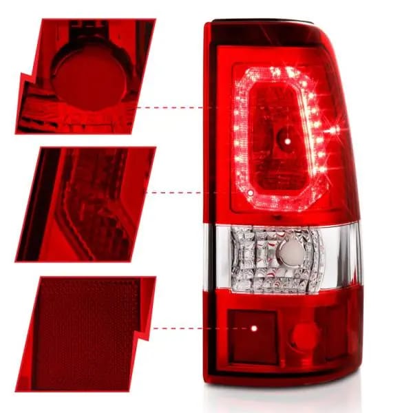 ANZO 2003-2006 Chevy Silverado 1500 LED Taillights Plank Style Chrome With Red/Clear Lens thumbnail 9