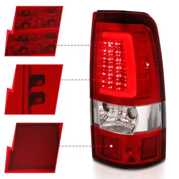 ANZO 2003-2006 Chevy Silverado 1500 LED Taillights Plank Style Chrome With Red/Clear Lens thumbnail 4