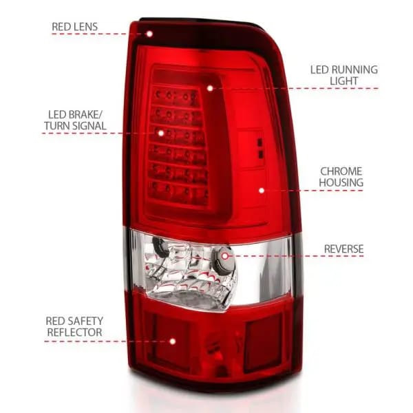 ANZO 2003-2006 Chevy Silverado 1500 LED Taillights Plank Style Chrome With Red/Clear Lens thumbnail 8
