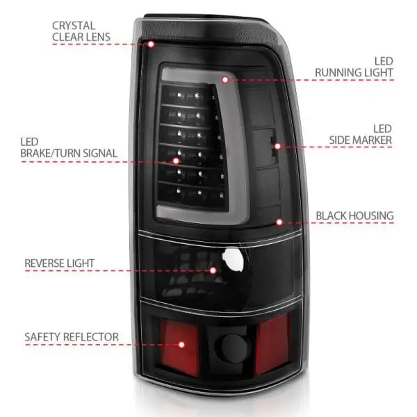 ANZO 2003-2006 Chevy Silverado 1500 LED Taillights Plank Style Black w/Clear Lens thumbnail 9