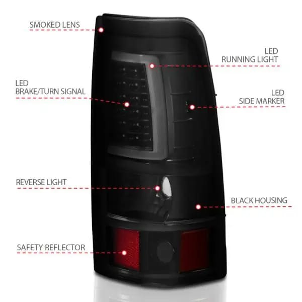 ANZO 2003-2006 Chevy Silverado 1500 LED Taillights Plank Style Black w/Smoke Lens thumbnail 8