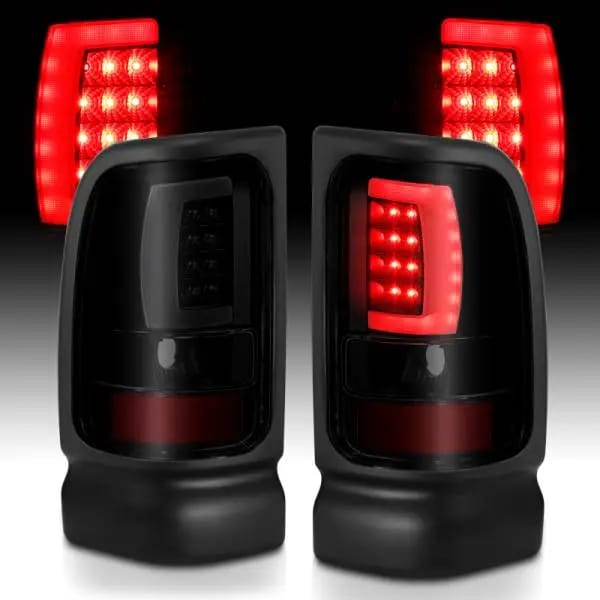 ANZO 1994-2001 Dodge Ram 1500 LED Taillights Plank Style Black w/Smoke Lens thumbnail 6