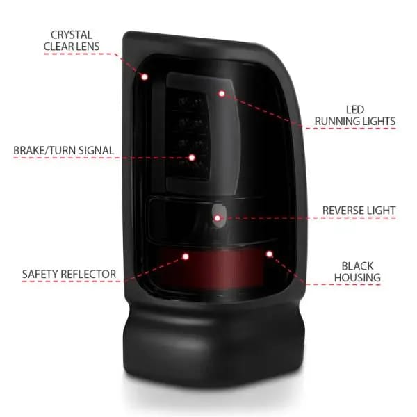 ANZO 1994-2001 Dodge Ram 1500 LED Taillights Plank Style Black w/Smoke Lens thumbnail 12