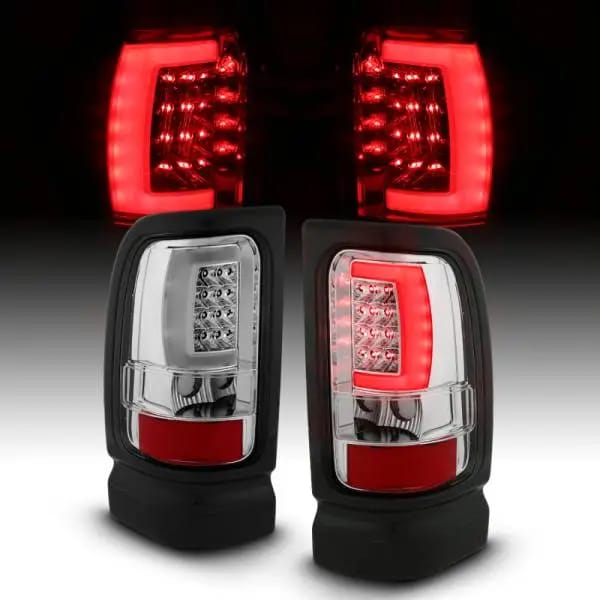 ANZO 1994-2001 Dodge Ram 1500 LED Taillights Plank Style Chrome w/ Clear Lens thumbnail 5