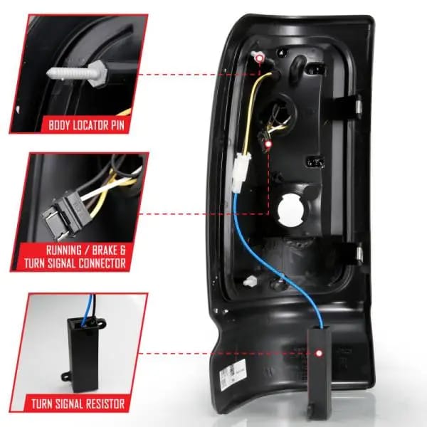 ANZO 1994-2001 Dodge Ram 1500 LED Taillights Plank Style Chrome w/ Clear Lens thumbnail 8