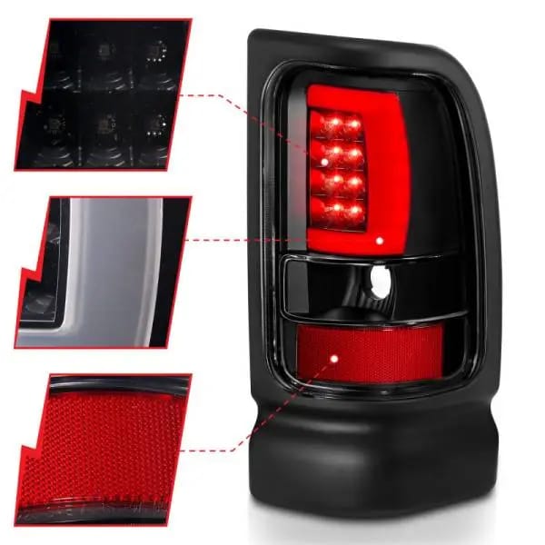 ANZO 1994-2001 Dodge Ram 1500 LED Taillights Plank Style Black w/Clear Lens thumbnail 4