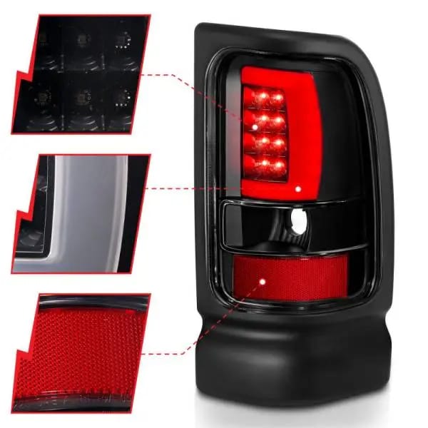 ANZO 1994-2001 Dodge Ram 1500 LED Taillights Plank Style Black w/Clear Lens thumbnail 11