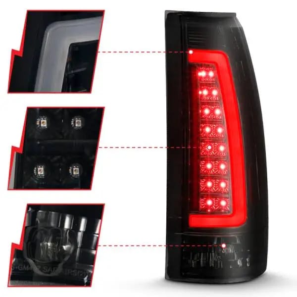ANZO 1999-2000 Cadillac Escalade LED Taillights Black Housing Smoke Lens Pair thumbnail 11
