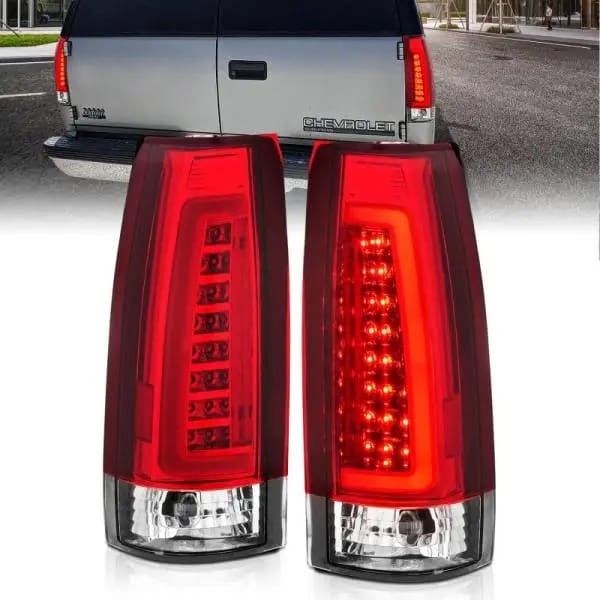 ANZO 1999-2000 Cadillac Escalade LED Taillights Chrome Housing Red/Clear Lens Pair thumbnail 2