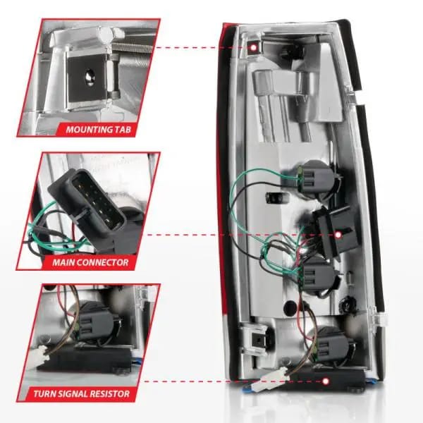 ANZO 1999-2000 Cadillac Escalade LED Taillights Chrome Housing Red/Clear Lens Pair thumbnail 5