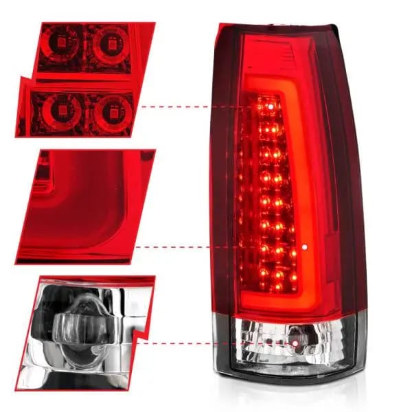 ANZO 1999-2000 Cadillac Escalade LED Taillights Chrome Housing Red/Clear Lens Pair thumbnail 9