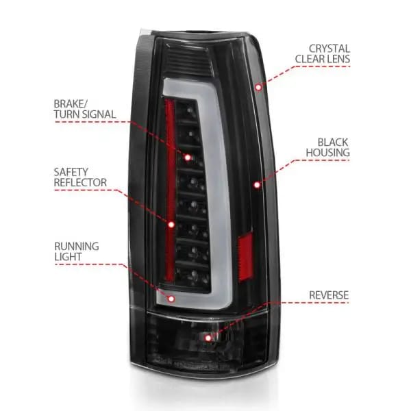 ANZO 1999-2000 Cadillac Escalade LED Taillights Black Housing Clear Lens Pair thumbnail 7
