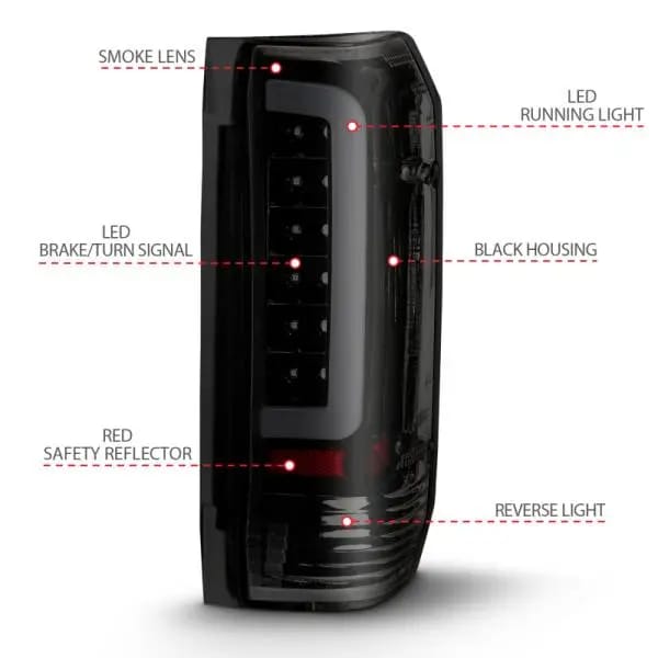 ANZO 1987-1996 Ford F-150 LED Taillights Black Housing Smoke Lens (Pair) thumbnail 9