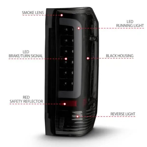ANZO 1987-1996 Ford F-150 LED Taillights Black Housing Smoke Lens (Pair) thumbnail 12