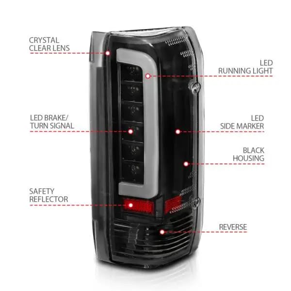 ANZO 1987-1996 Ford F-150 LED Taillights Black Housing Clear Lens (Pair) thumbnail 9