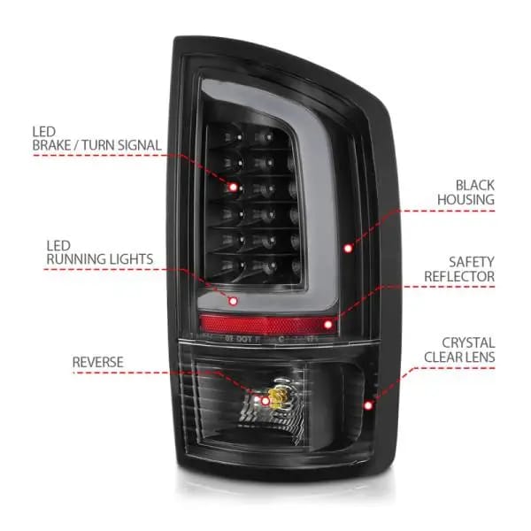 ANZO 2002-2006 Dodge  Ram 1500 LED Tail Lights w/ Light Bar Black Housing Clear Lens thumbnail 10