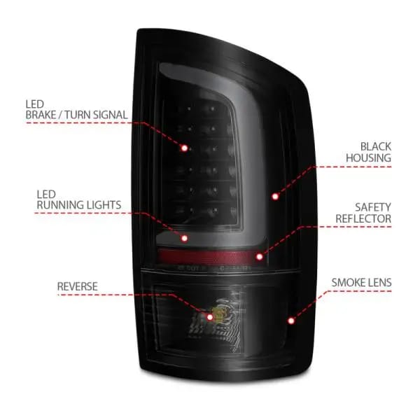 ANZO 2002-2006 Dodge  Ram 1500 LED Tail Lights w/ Light Bar Black Housing Smoke Lens thumbnail 7
