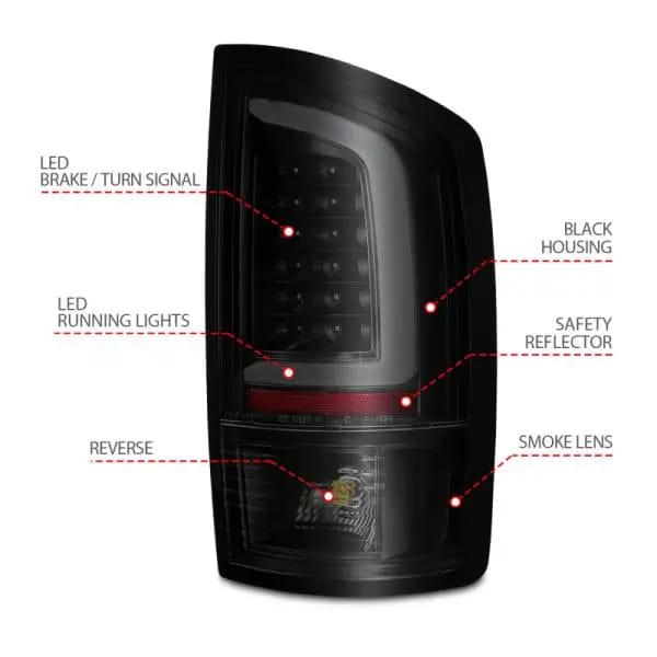 ANZO 2002-2006 Dodge  Ram 1500 LED Tail Lights w/ Light Bar Black Housing Smoke Lens thumbnail 10