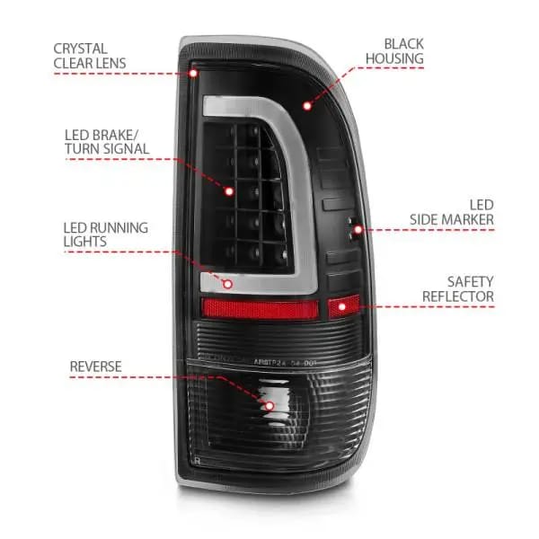 ANZO 1997-2003 Ford F-150 LED Tail Lights w/ Light Bar Black Housing Clear Lens thumbnail 7