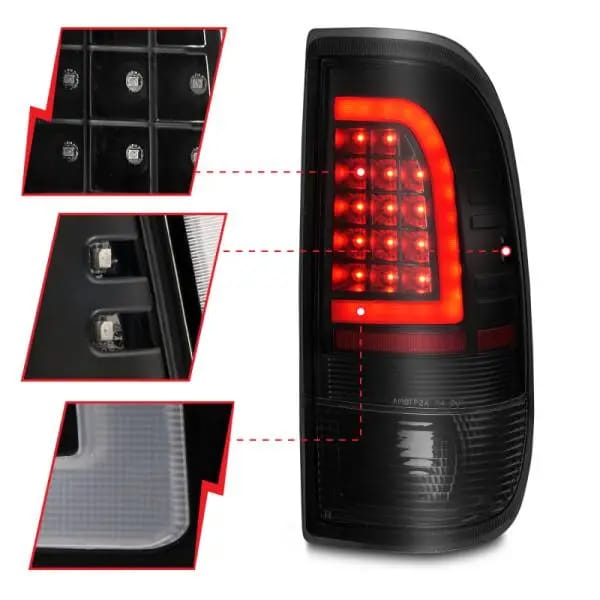 ANZO 1997-2003 Ford F-150 LED Tail Lights w/ Light Bar Black Housing Smoke Lens thumbnail 4