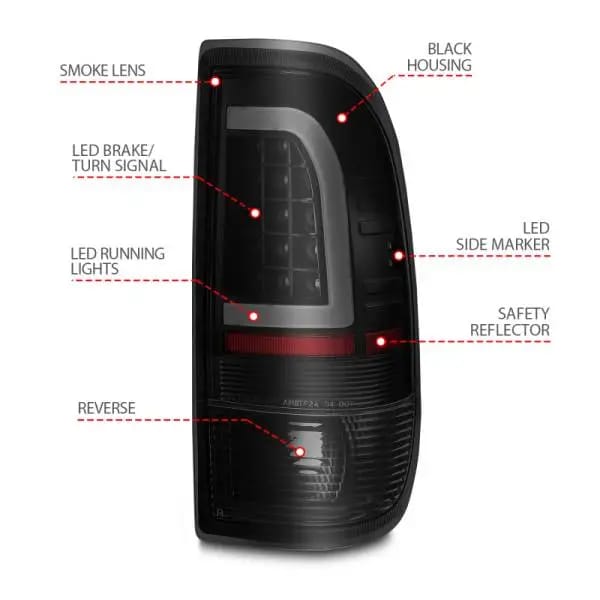 ANZO 1997-2003 Ford F-150 LED Tail Lights w/ Light Bar Black Housing Smoke Lens thumbnail 7