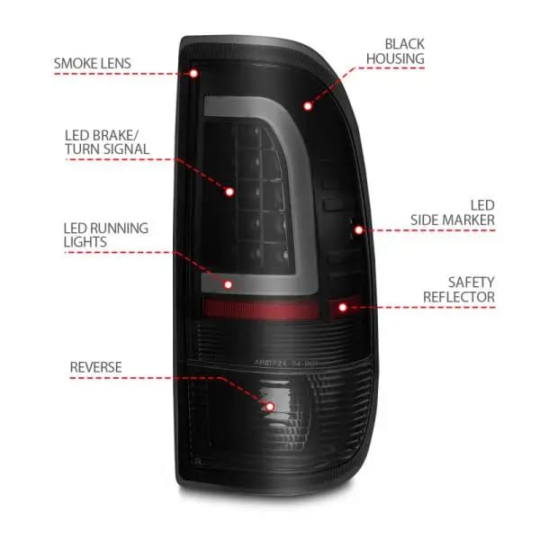 ANZO 1997-2003 Ford F-150 LED Tail Lights w/ Light Bar Black Housing Smoke Lens thumbnail 10
