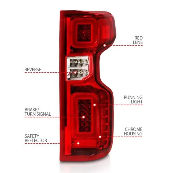 ANZO 19-21 Chevy Silverado Full LED Taillights Chrome Housing Red/Clear Lens G2 (w/C light Bars) thumbnail 11